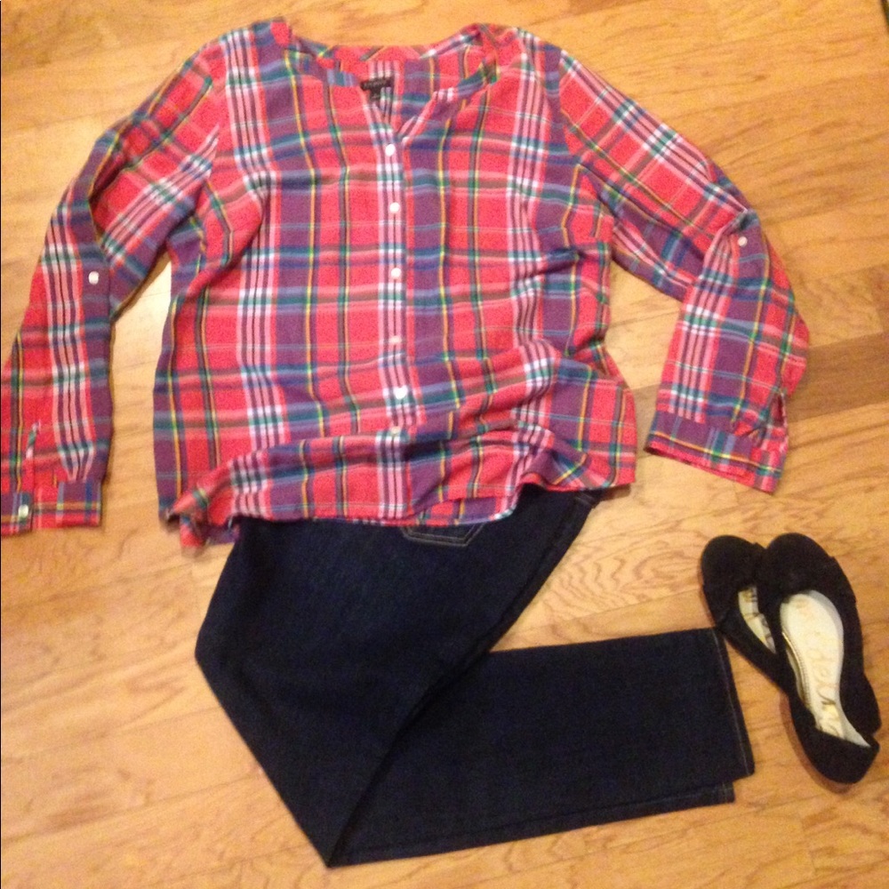 Talbots Plaid Button-down Blouse